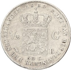 ½ Gulden. Willem I. 1830 B. Zeer Fraai +.