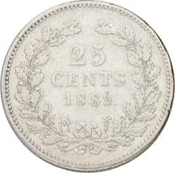 25 Cent. Willem III. 1889. Zeer Fraai -.
