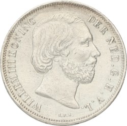 1 Gulden. Willem III. 1857. Zeer Fraai / Prachtig.