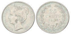 25 Cent. Wilhelmina. 1904. Prachtig -.