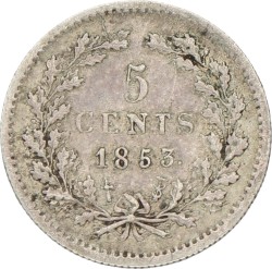5 Cent. Willem III. 1853. Zeer Fraai +.