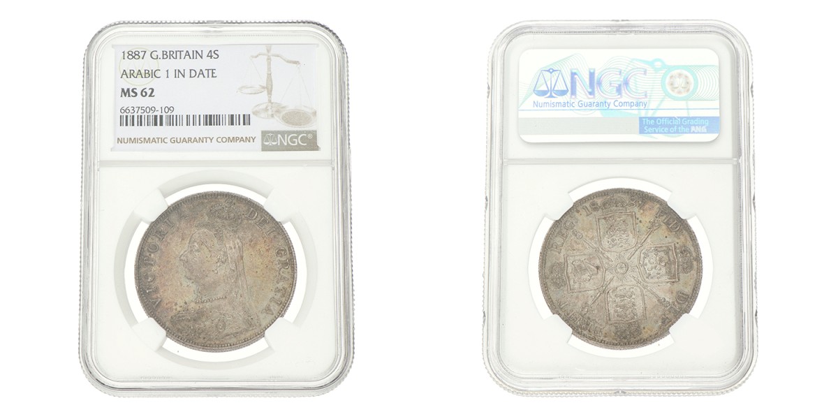 Great Britain. 2 Florin. 1887 - Arabic 1. MS 62.