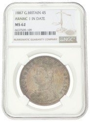 Great Britain. 2 Florin. 1887 - Arabic 1. MS 62.