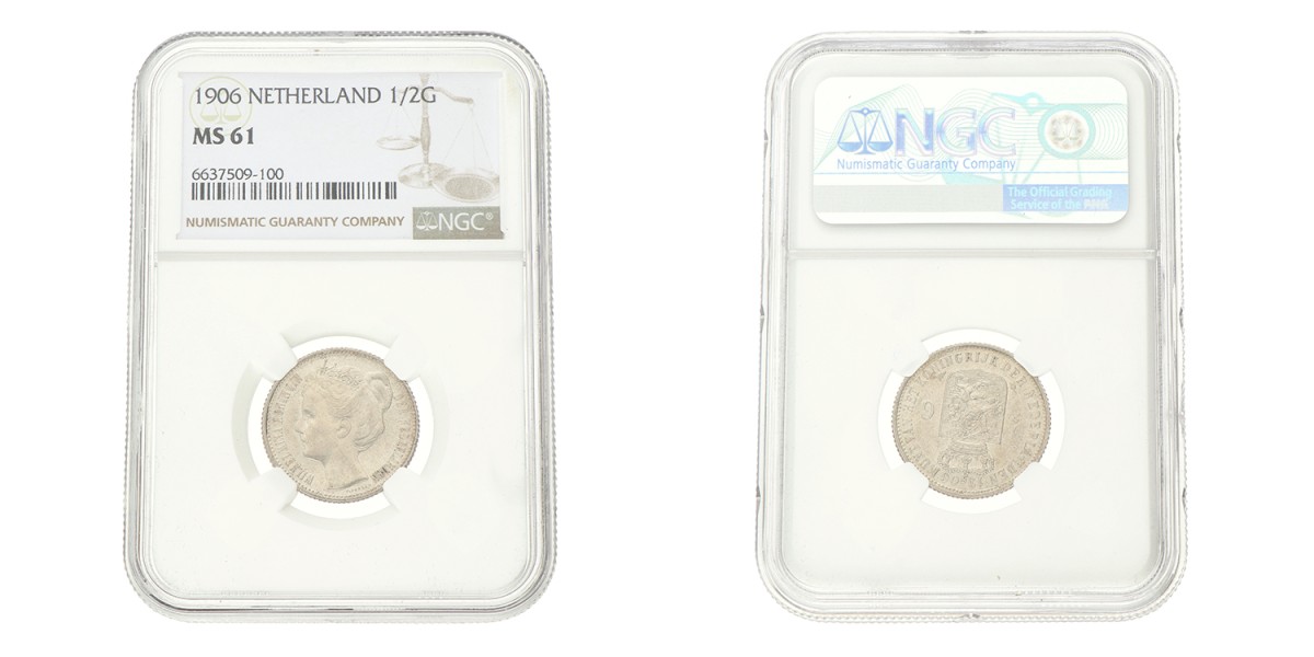 ½ Gulden. Wilhelmina. 1906. MS 61.