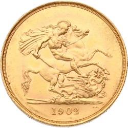 Great Britain. Edward VII. 5 Pounds. 1902. UNC Details.
