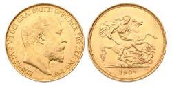 Great Britain. Edward VII. 5 Pounds. 1902. UNC Details.