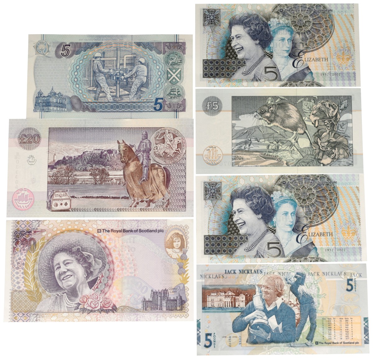 Scotland. 5/10 Pounds. Banknotes. Type 1994/2005. - Very fine.