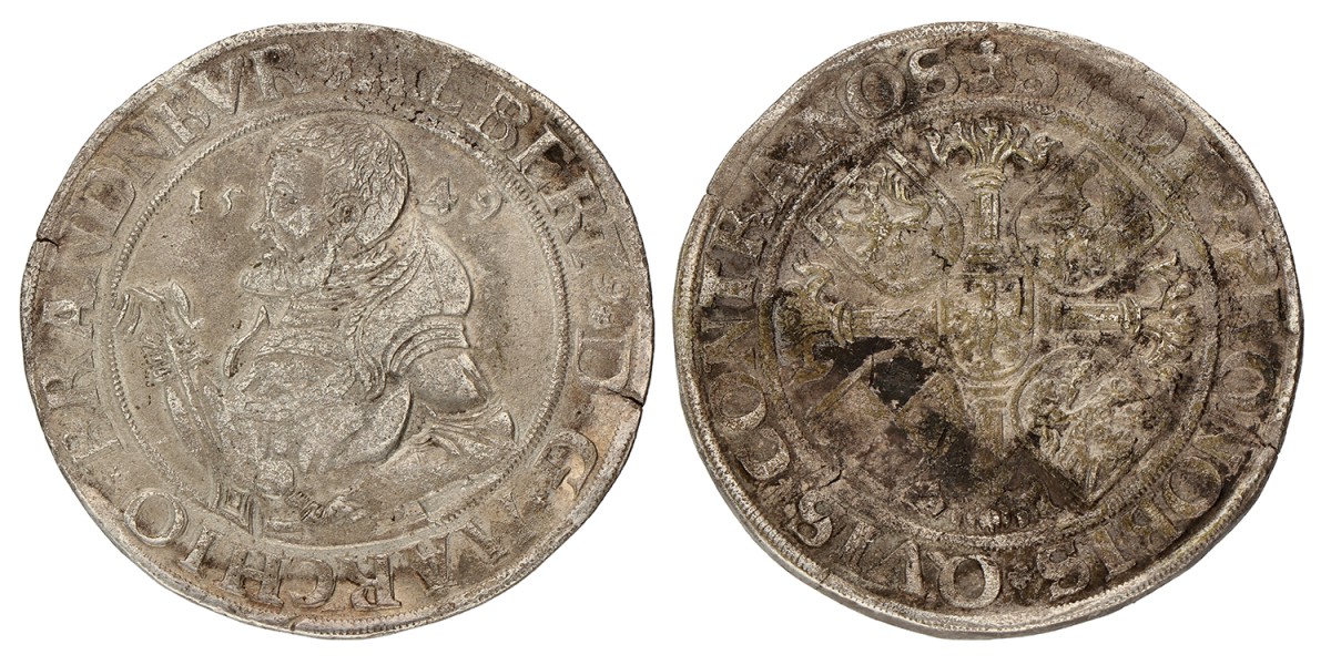 German States. Brandenburg-Franken. Albrecht-Alcibiade von Bayreuth. Thaler. 1549. VF.