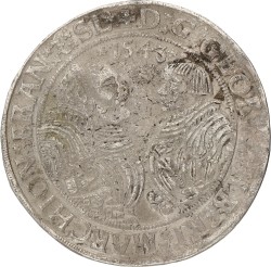 German States. Brandenburg-Franken. George von Ansbach & Albrecht-Alcibiade von Bayreuth. Thaler. 1543. VF.