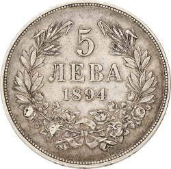 Bulgaria. Ferdinand I. 5 Leva. 1894. VF +.