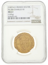 France. Charles VII. Ecu d'Or a la Couronne. N.D. (1422 - 1461). MS 61.