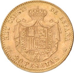 Spain. Alfons XIII. 20 Pesetas. 1896 (19 - 62) MPM. XF.