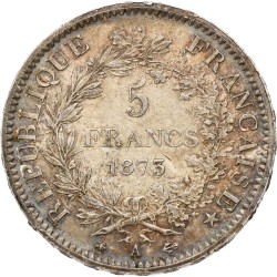 France. Third republic. 5 Francs. 1873 A. MS 62.