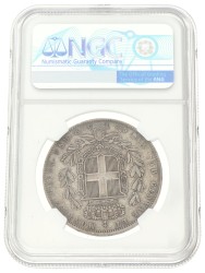 Italian states. Kingdom of Sardinia. Carlos Alberto. 5 Lire. 1843 P. XF 45.