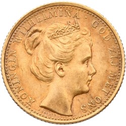 10 Gulden. Wilhelmina. 1898 B. AU Details.