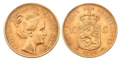 10 Gulden. Wilhelmina. 1898 B. AU Details.