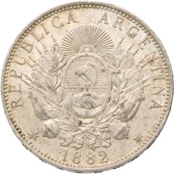 Argentina. Peso. 1882. AU 58.