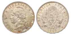 Argentina. Peso. 1882. AU 58.