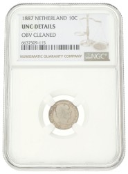 10 Cent. Willem III. 1887. UNC Details.