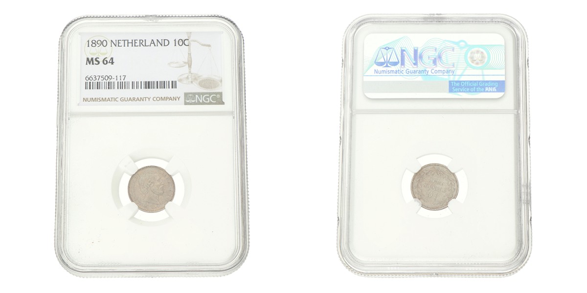 10 Cent. Willem III. 1890. MS 64.