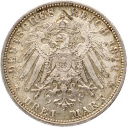 German states. Bavaria. Luitpold. 3 Mark - 90th birthday. 1911 D. MS 63+