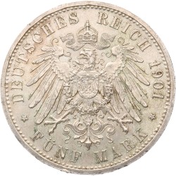 German states. Prussia. Wilhelm II. 5 Mark - 200th Anniversary of the Kingdom. 1901 A. MS 63