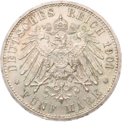 German states. Prussia. Wilhelm II. 5 Mark - 200th Anniversary of the Kingdom. 1901 A. MS 63.