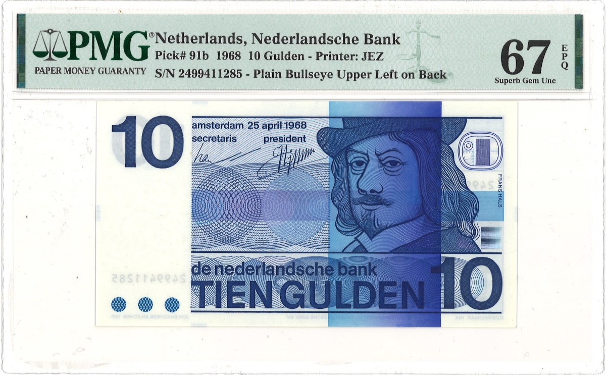 Nederland. 10 Gulden. Bankbiljet. Type 1968. - PMG 67EPQ