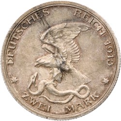 German states. Prussia. 2 Mark - Vörlkerschlacht centennial. 1913 A. MS 62.