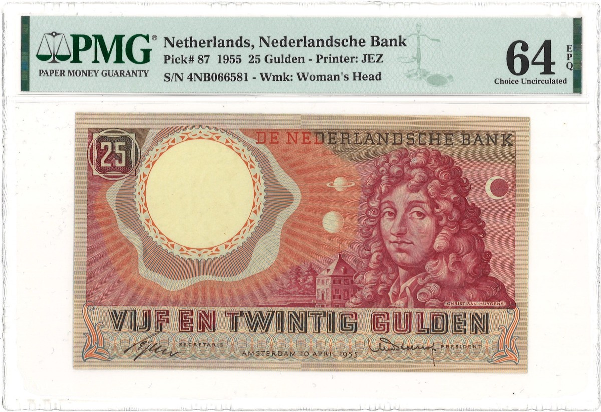 Nederland. 25 Gulden. Bankbiljet. Type 1955. - PMG 64EPQ