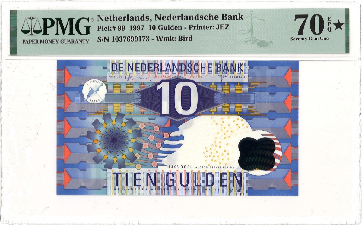 Nederland. 10 Gulden. Bankbiljet. Type 1997. - PMG 70EPQ