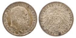 German states. Württemberg. Wilhelm II. 3 Mark. 1909 F. MS 63.