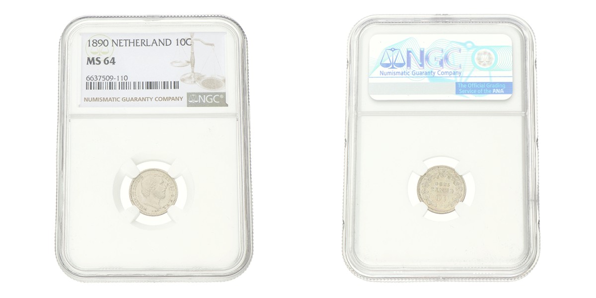 10 Cent. Willem III. 1890. MS 64.