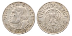 Germany. Weimar republic. 5 Mark - Martin Luther. 1933 A. UNC details.