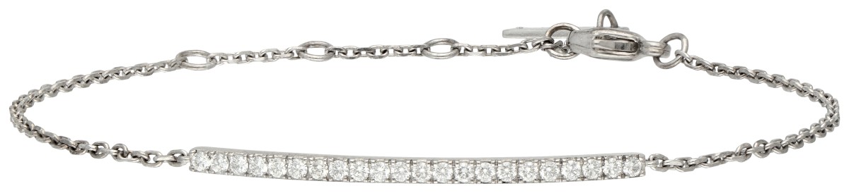 Messika 18K witgouden 'Gatsby Bar' armband bezet met diamant.