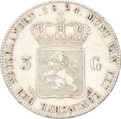 3 Gulden. Willem I. 1824 U. Prachtig -.