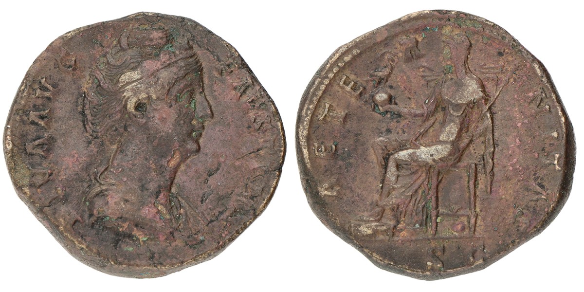 Roman Empire. Faustina Maior. Sestertius. ND (141 AD). VF.