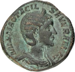 Roman Empire. Otacilia Severa. Sestertius. ND (249 AD). VF.