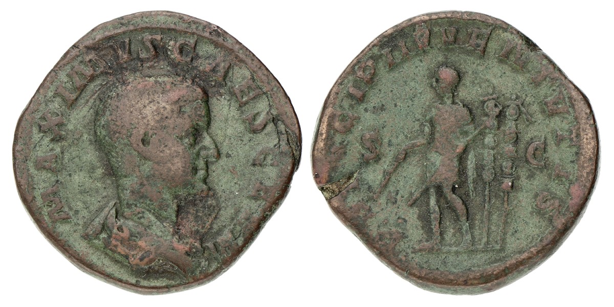 Roman Empire. Maximus. Dupondius. ND (235 - 238). VF.