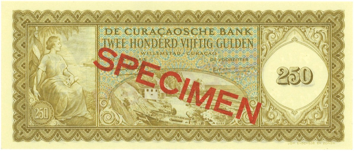 Curaçao. 250 Gulden. Banknote. Type 1958. - UNC.