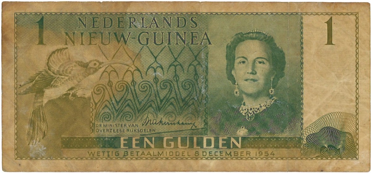 New-Guinea. 1 Gulden. bankbiljet. Type 1954. - Very fine.