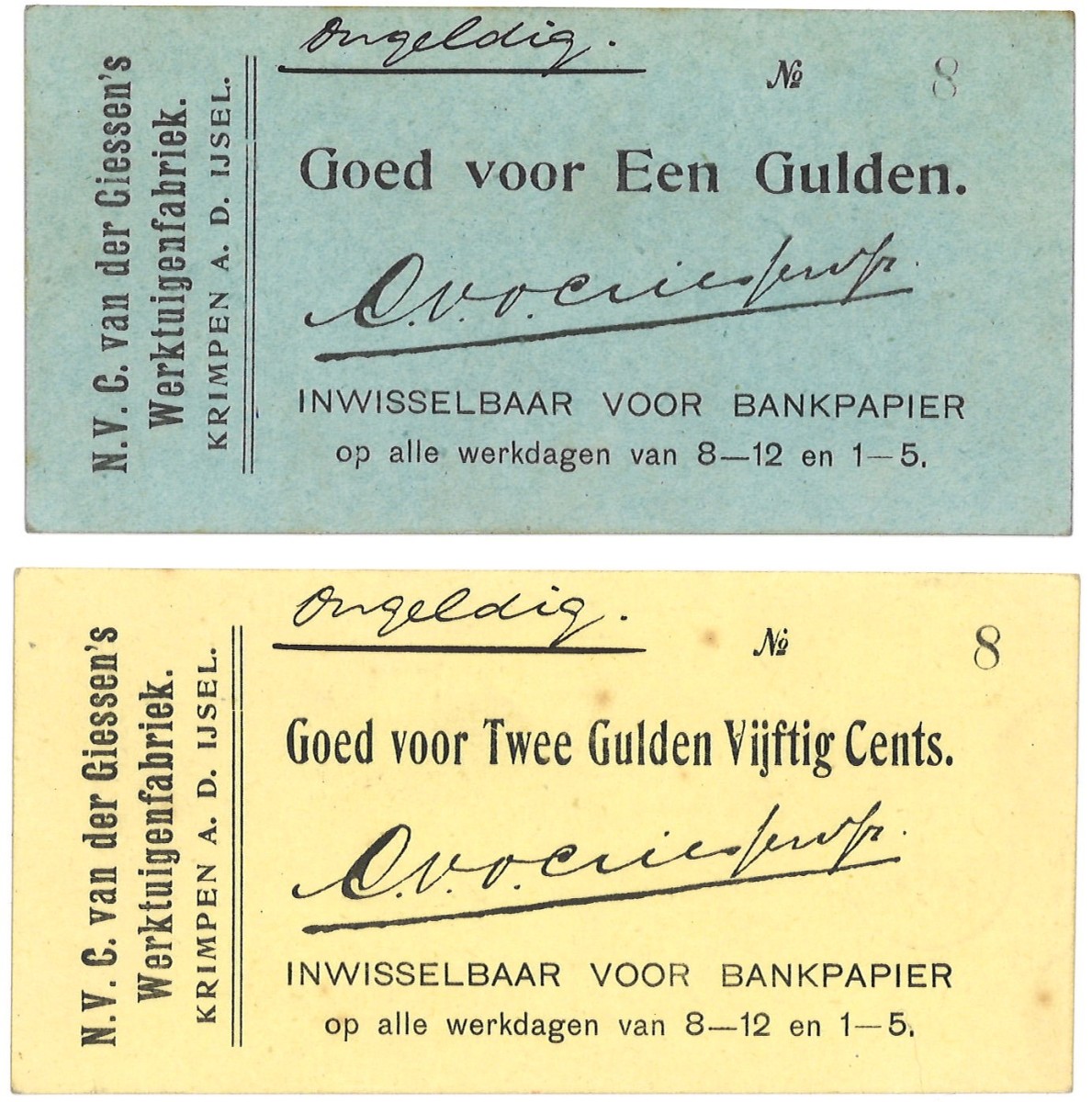 Nederland. 1/2,50 Gulden. Waardebon. Type ND. Type N.V.C. van der Giessen Werktuigenfabriek. - Zeer Fraai.