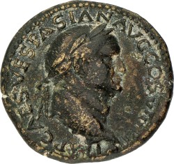 Roman Empire. Vespasianus. As. ND (69-79 AD). VF.