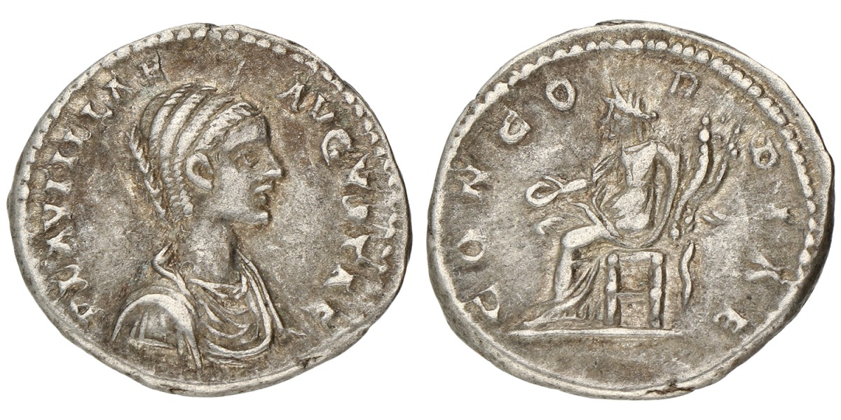 Roman Empire. Plautilla. Denarius. ND (202 - 205 AD). VF.