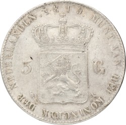 3 Gulden. Willem I. 1819 U. Zeer Fraai +.