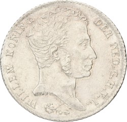 1 Gulden. Nederlands-Indië. Willem I. 1839. Zeer Fraai +.