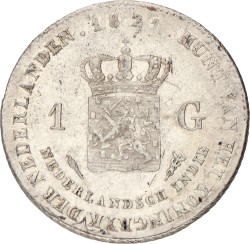 1 Gulden. Nederlands-Indië. Willem I. 1821. Zeer Fraai.