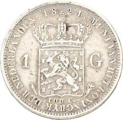 1 Gulden. Willem I. 1821 U. Zeer Fraai.