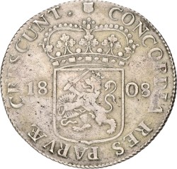1 Rijksdaalder. Utrecht. Lodewijk Napoleon. 1808. Zeer Fraai +.
