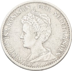 1 Gulden. Wilhelmina. 1917. Zeer Fraai.